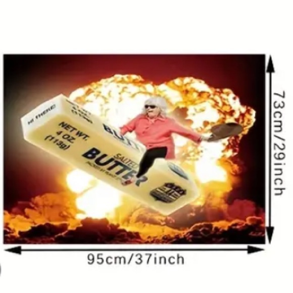 Hilarious Tapestry Stick of Butter in Flames Meme Silly Funny Wall Hanging New - Picture 2 of 4
